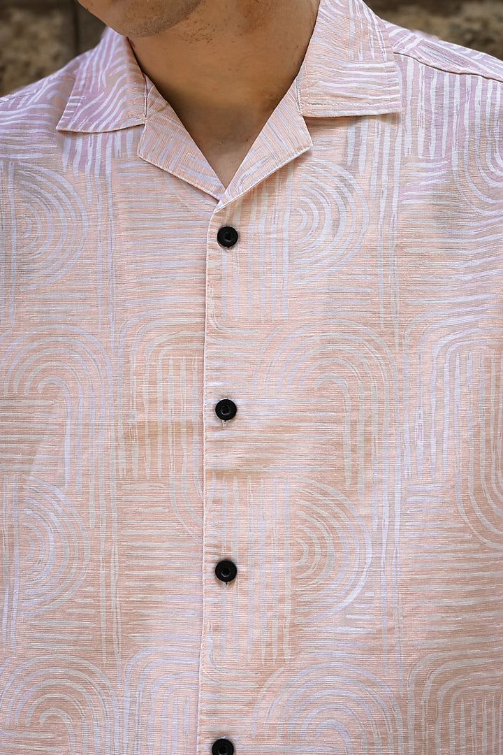 Curvy: Peach Cuban Shirt