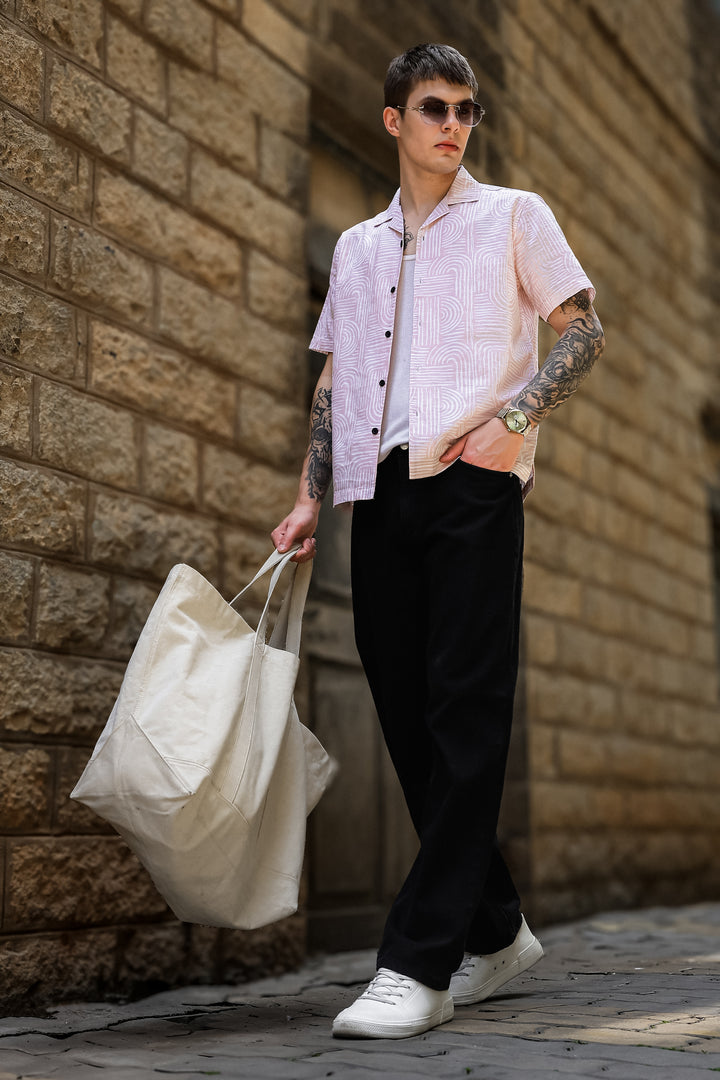 Curvy: Peach Cuban Shirt