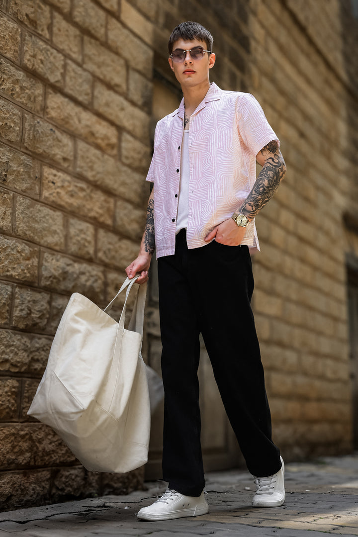 Curvy: Peach Cuban Shirt