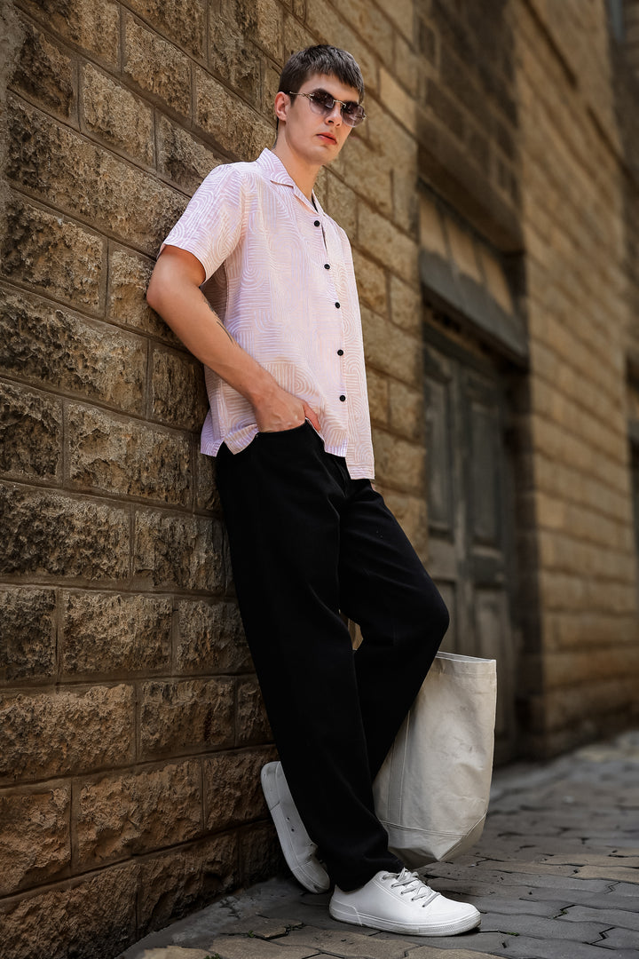 Curvy: Peach Cuban Shirt