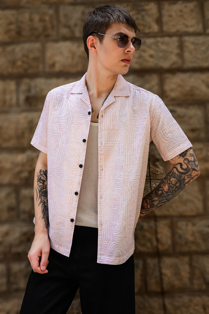 Curvy: Peach Cuban Shirt