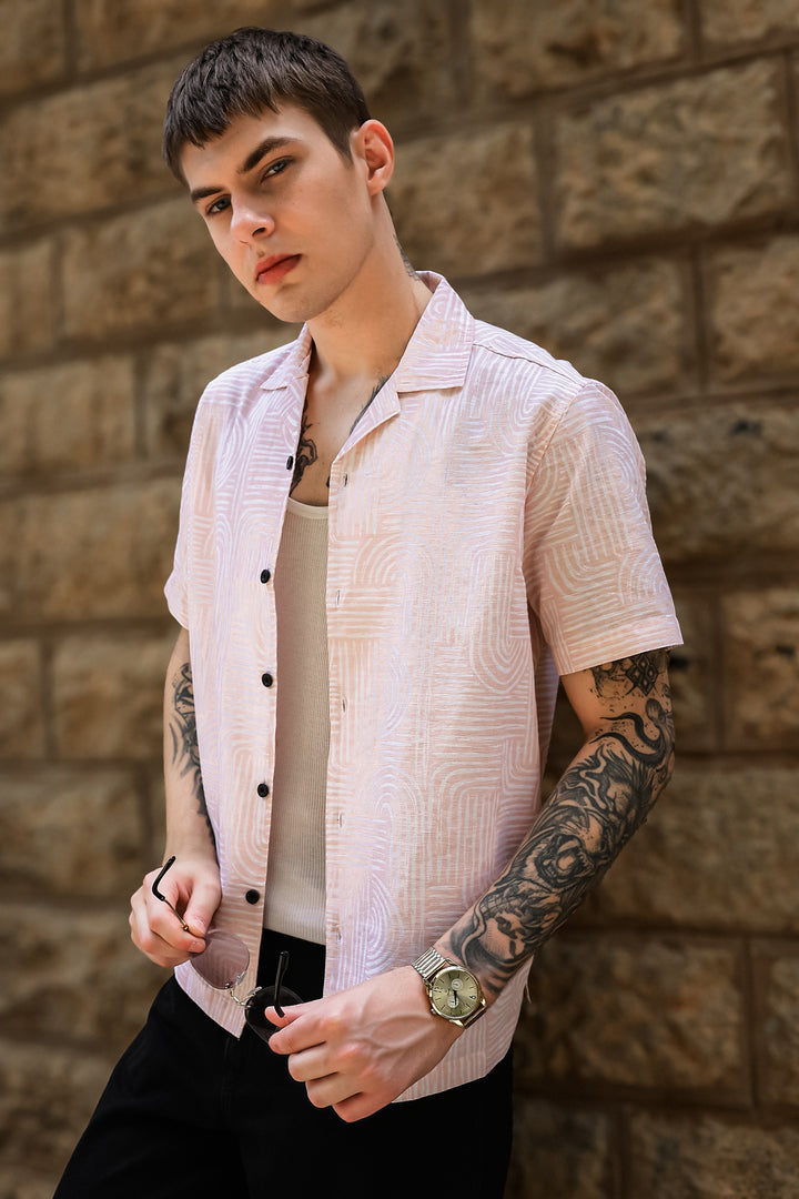 Curvy: Peach Cuban Shirt
