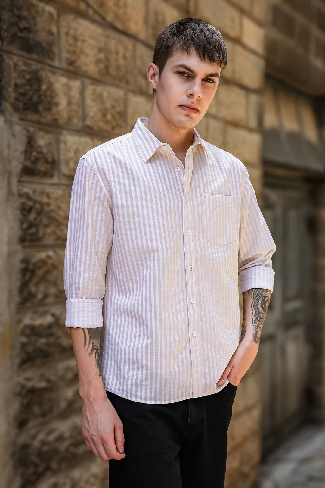 Streaks: Peach shirt