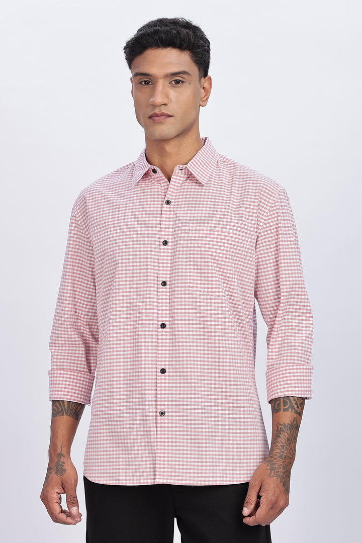 Plaid Red White Checks Shirt