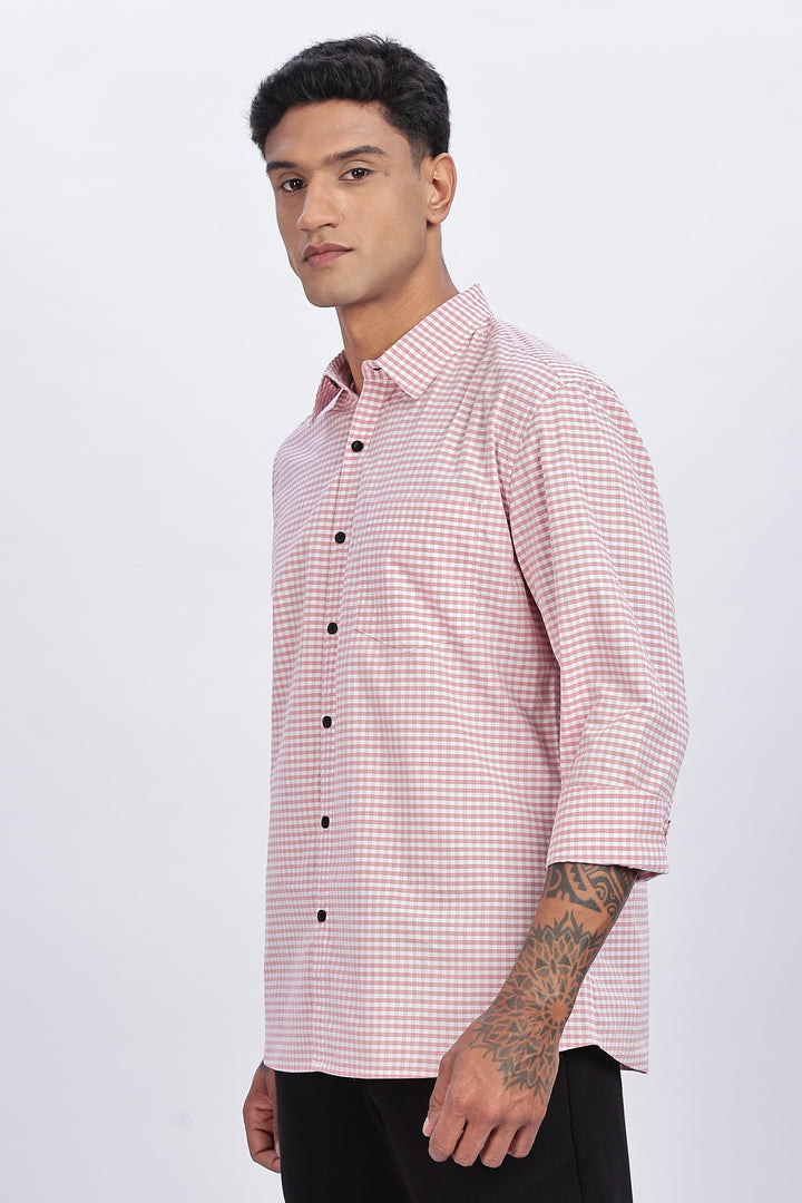 Plaid Red White Checks Shirt