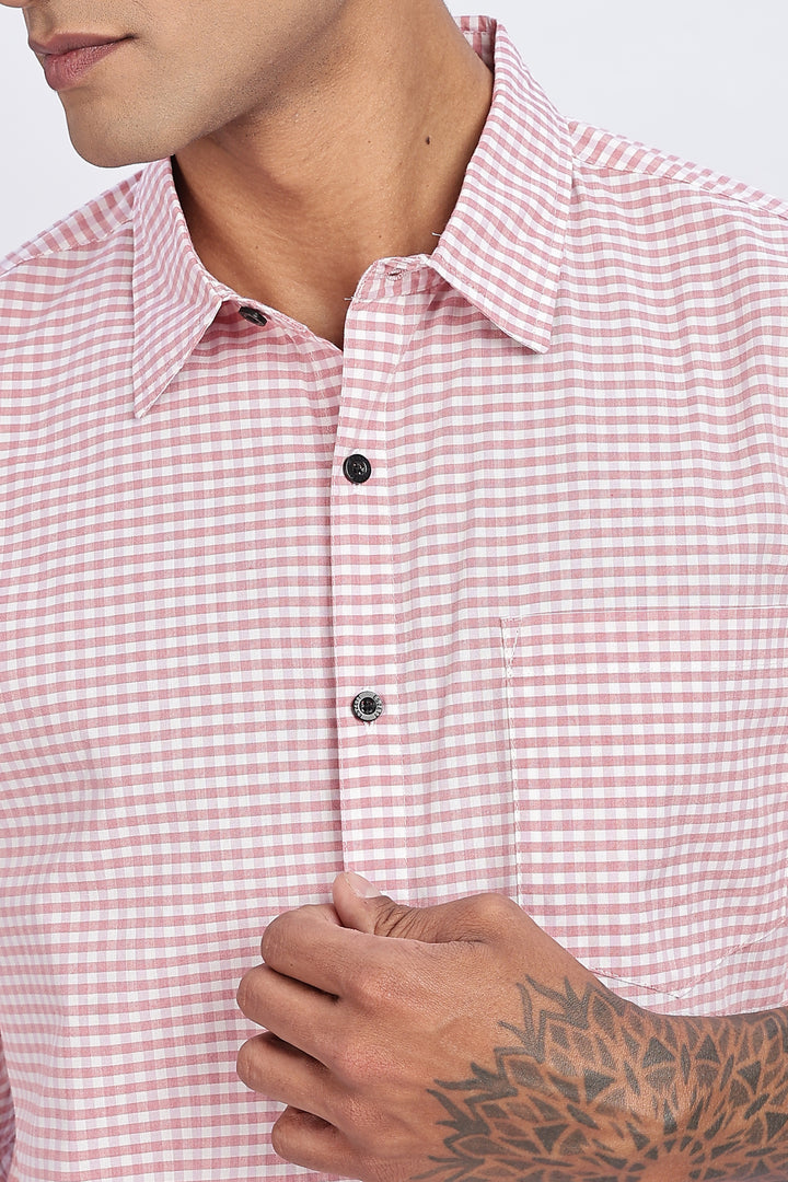 Plaid Red White Checks Shirt