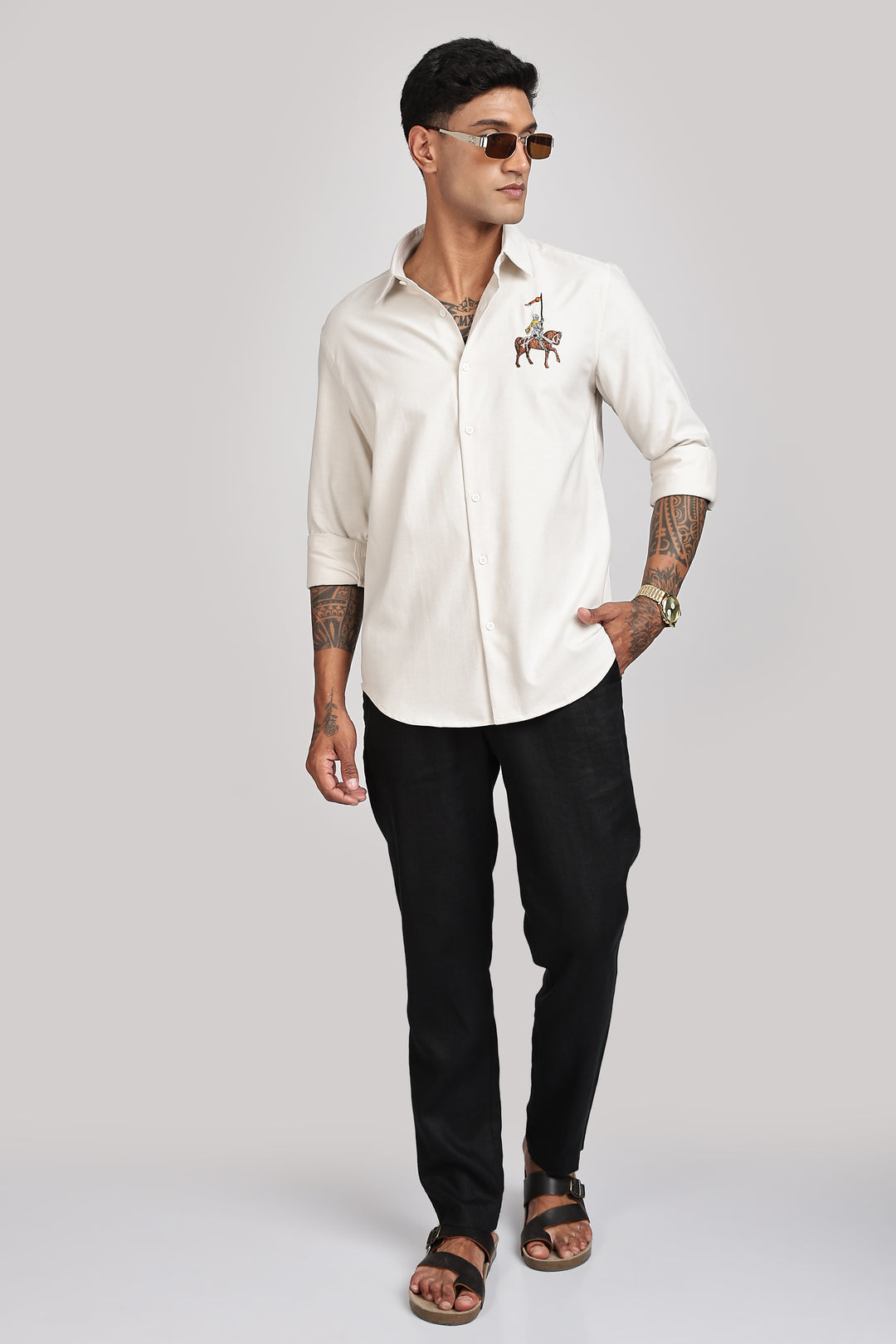 shirt dress man brand horse Long Sleeve Button Down Shirts for Men ,Cowboy Horse Printed V-Neck Casual Button Up Shirt Men Khaki 3XL
