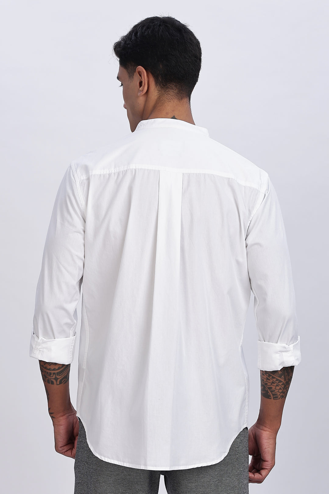 Mandarin Collar White Shirt