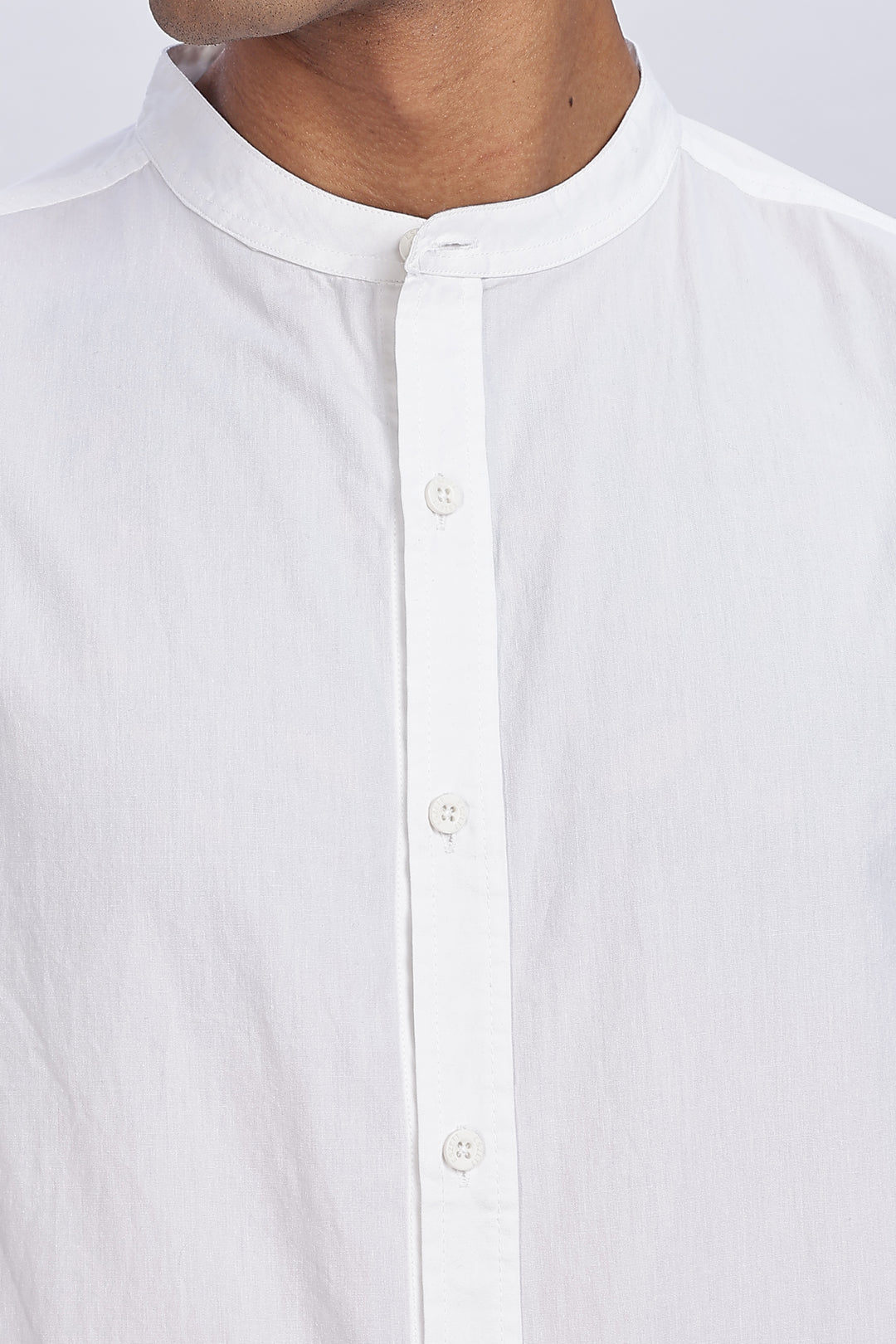 Mandarin Collar White Shirt