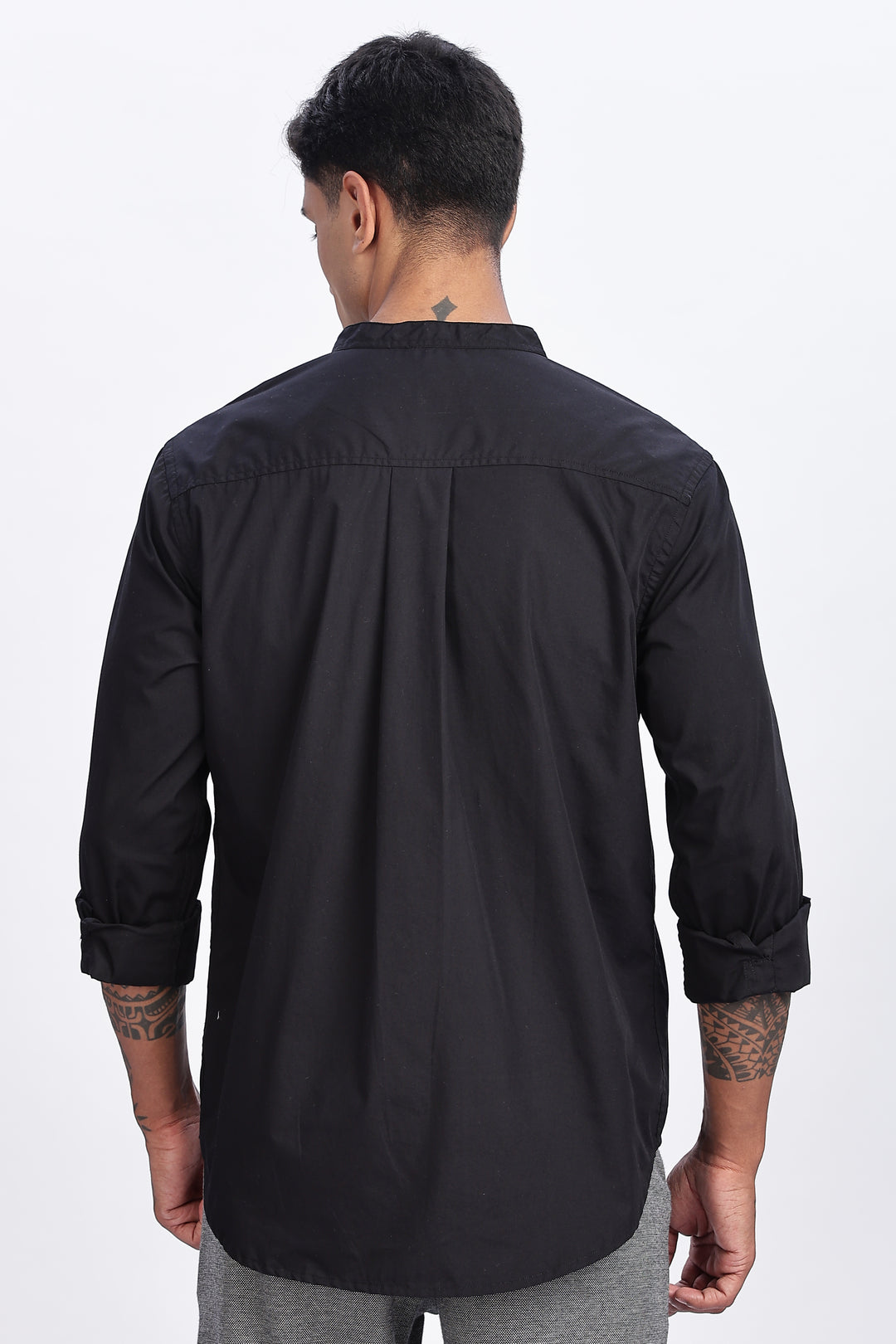 Mandarin Collar Black Shirt