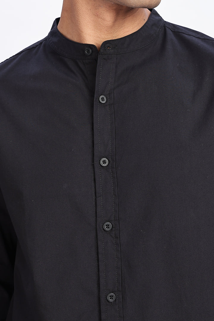 Mandarin Collar Black Shirt