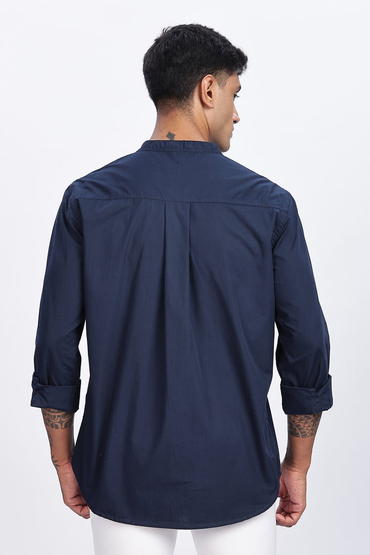 Mandarin Collar Navy Shirt