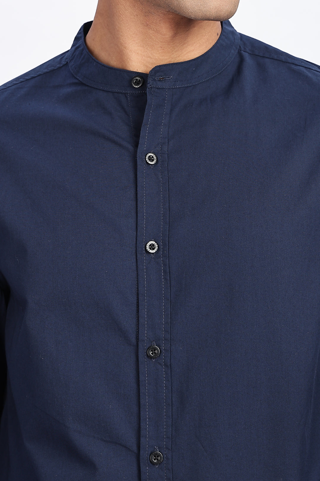 Mandarin Collar Navy Shirt