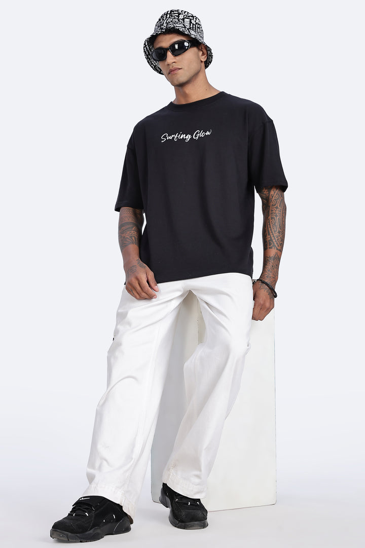 Surfing Glow: Black Oversized tshirt