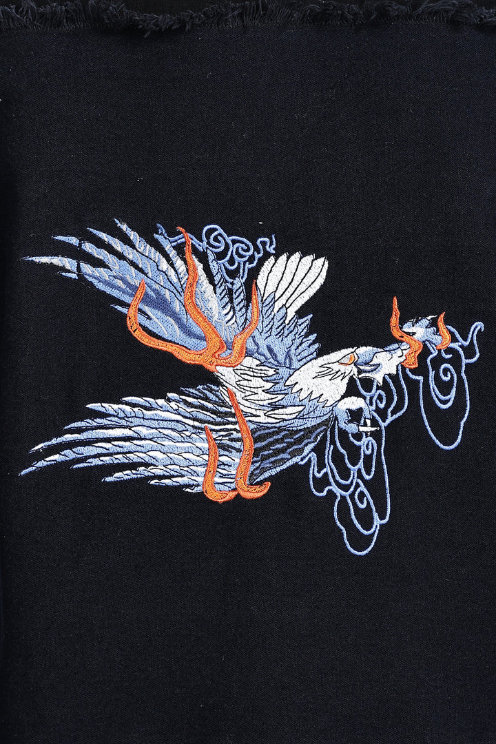 Bird Patch Embroidery Denim Shirt