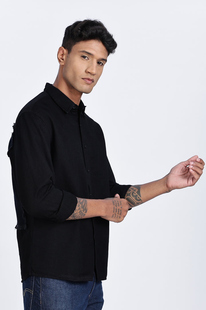 Bird Patch Embroidery Denim Shirt