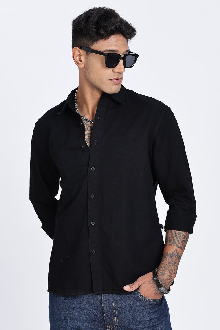Bird Patch Embroidery Denim Shirt