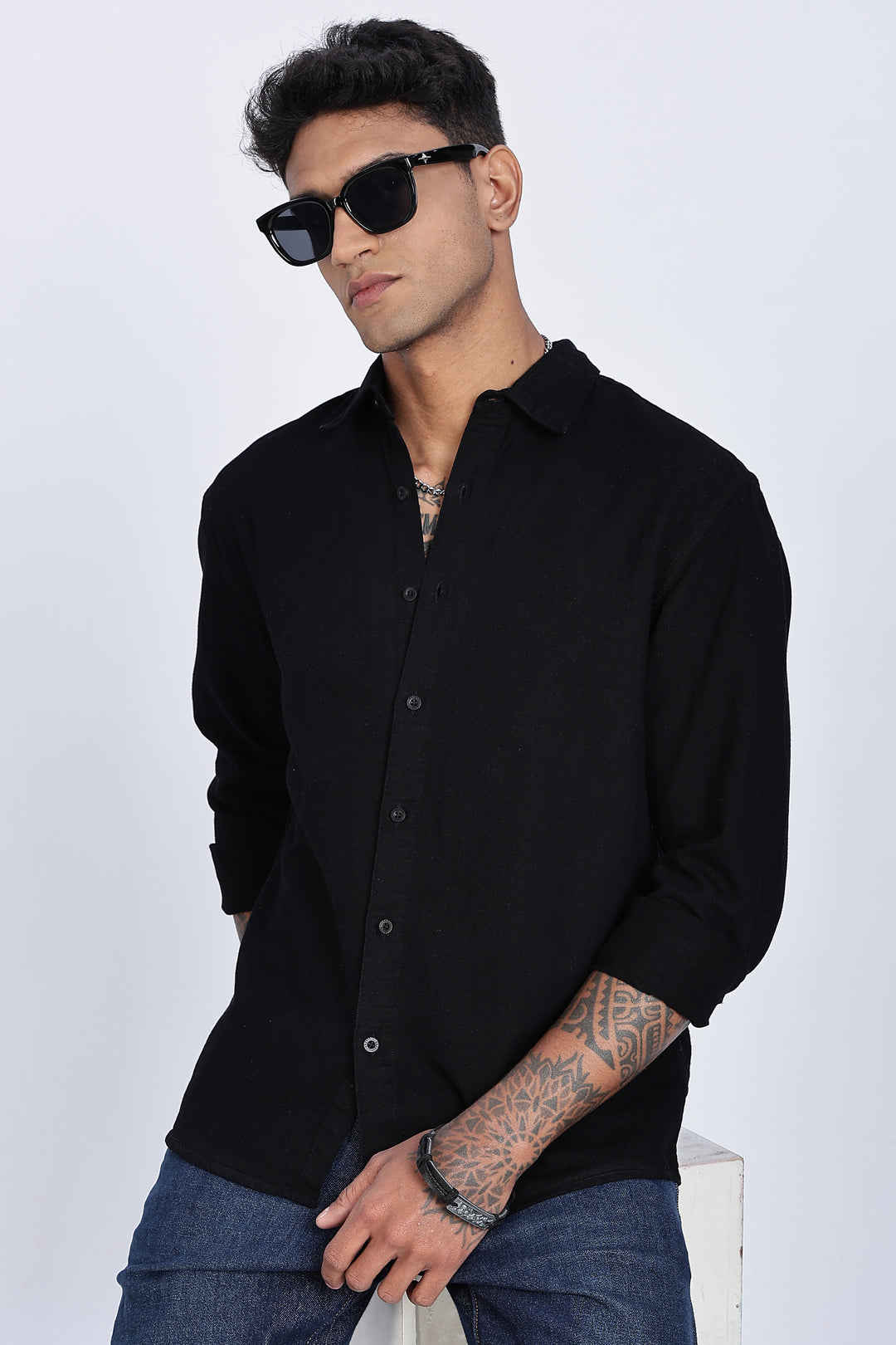 Bird Patch Embroidery Denim Shirt