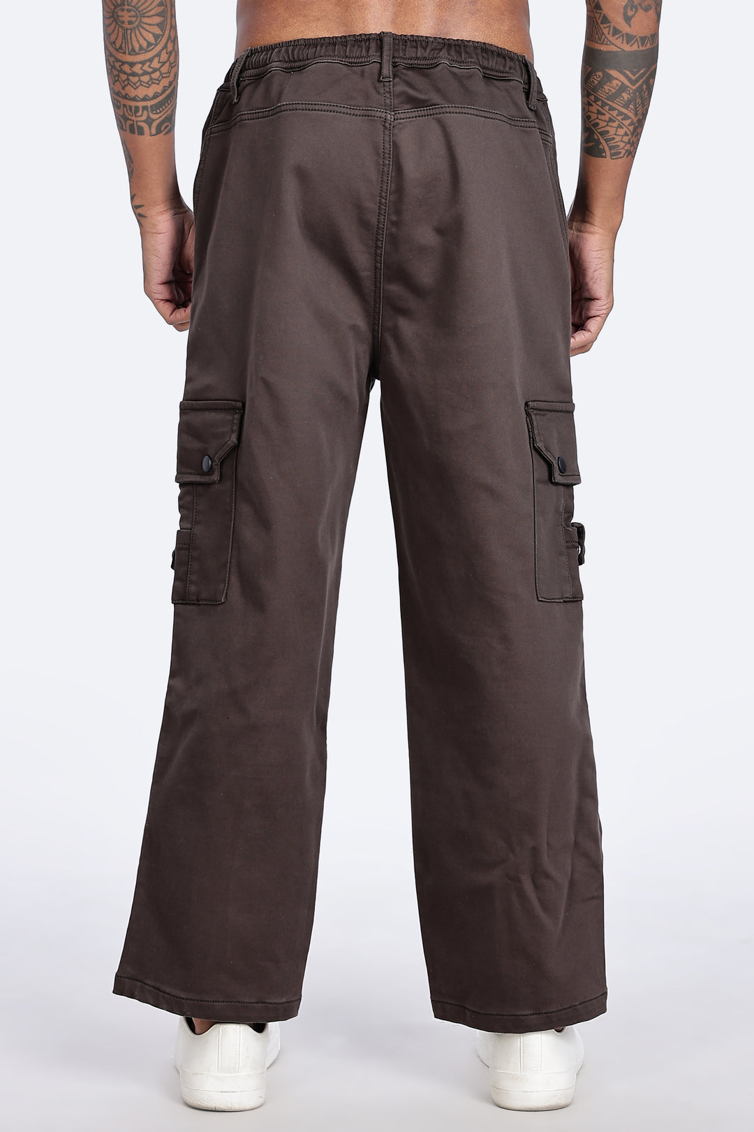 Brown Twill Stretch Cargo Pants