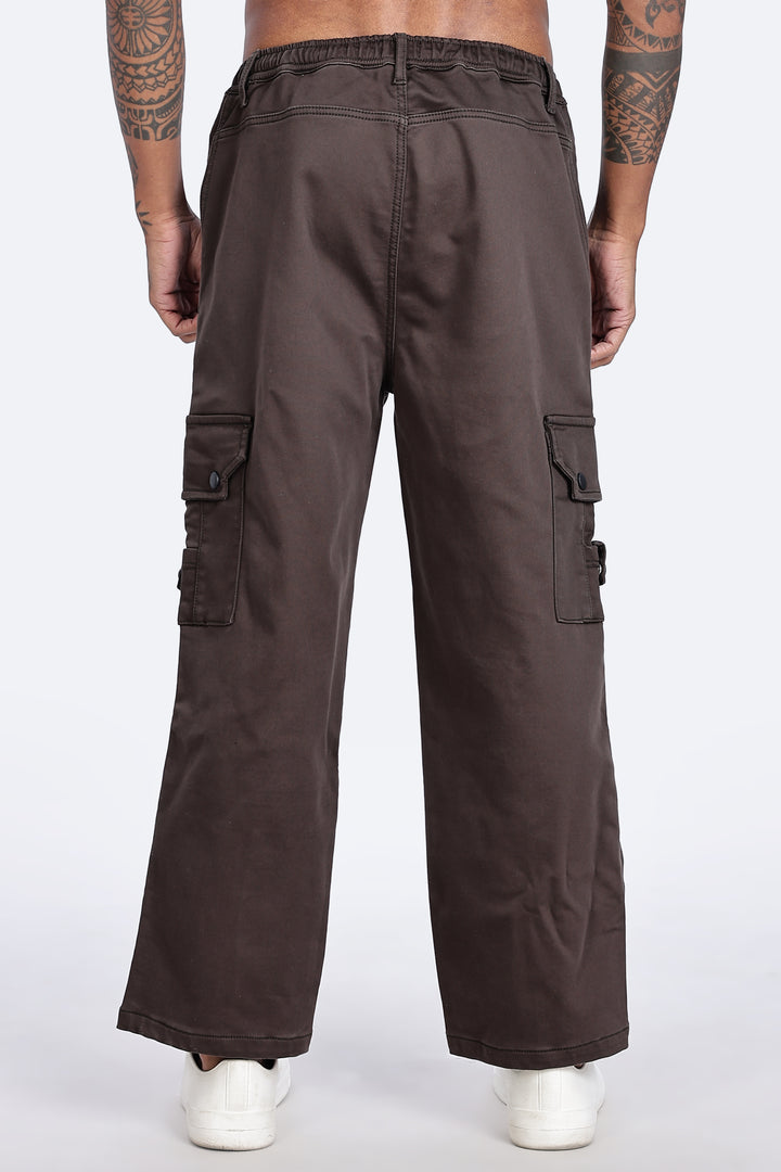 Brown Twill Stretch Cargo Pants