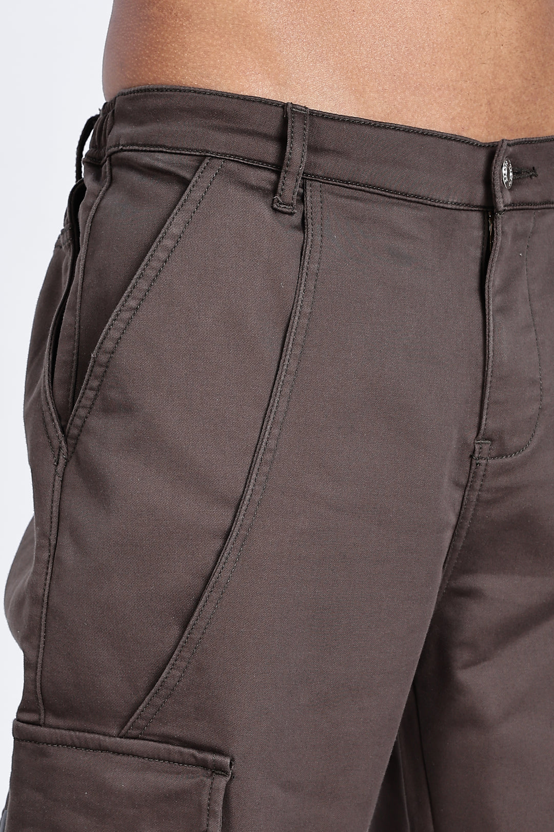 Brown Twill Stretch Cargo Pants