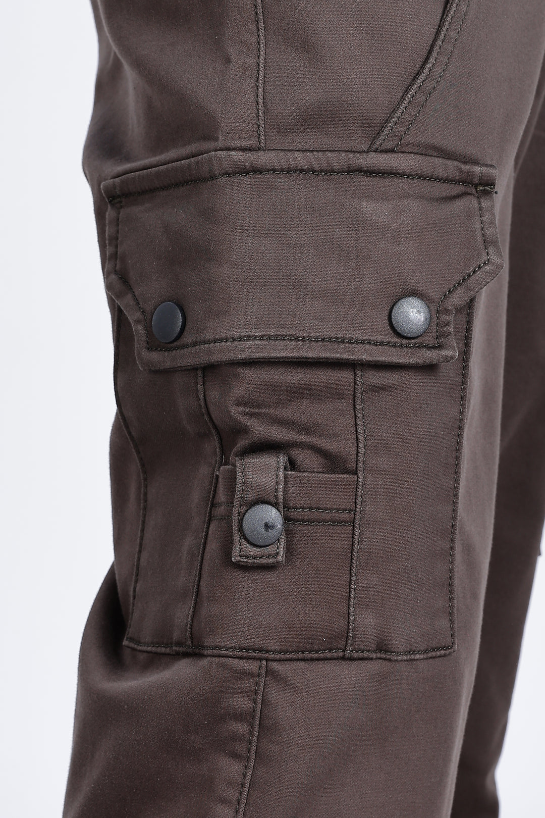 Brown Twill Stretch Cargo Pants