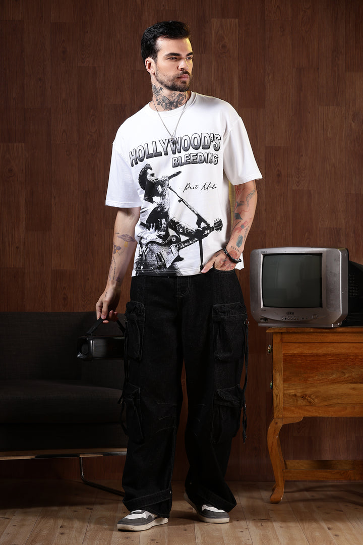 Hollywood's Bleeding: White Oversized T-shirt