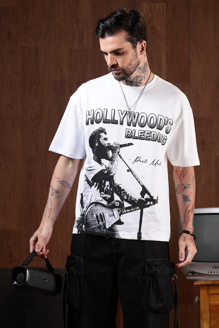 Hollywood's Bleeding: White Oversized T-shirt