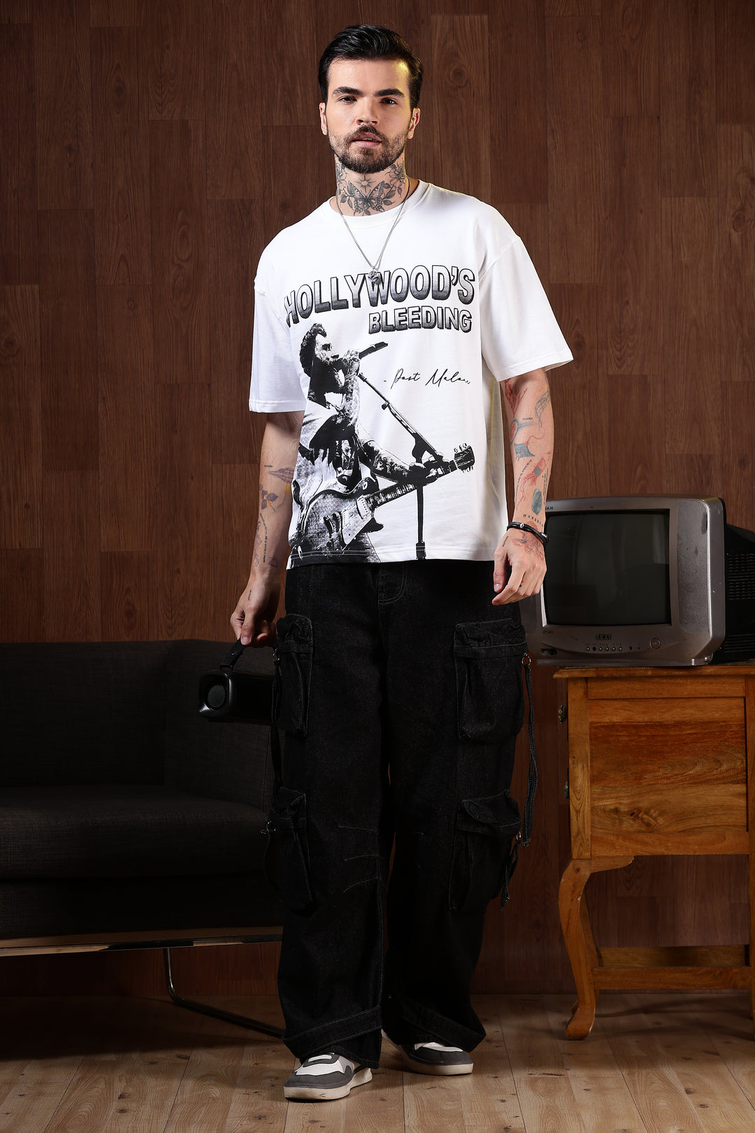 Hollywood's Bleeding: White Oversized T-shirt