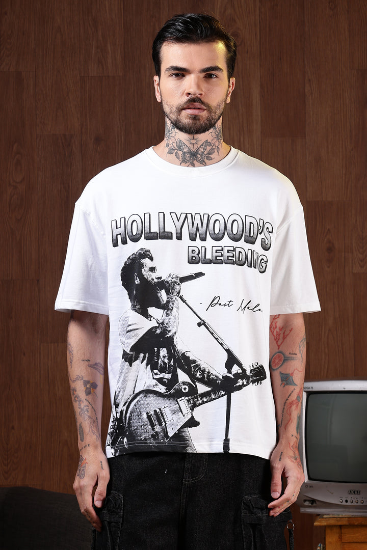 Hollywood's Bleeding: White Oversized T-shirt