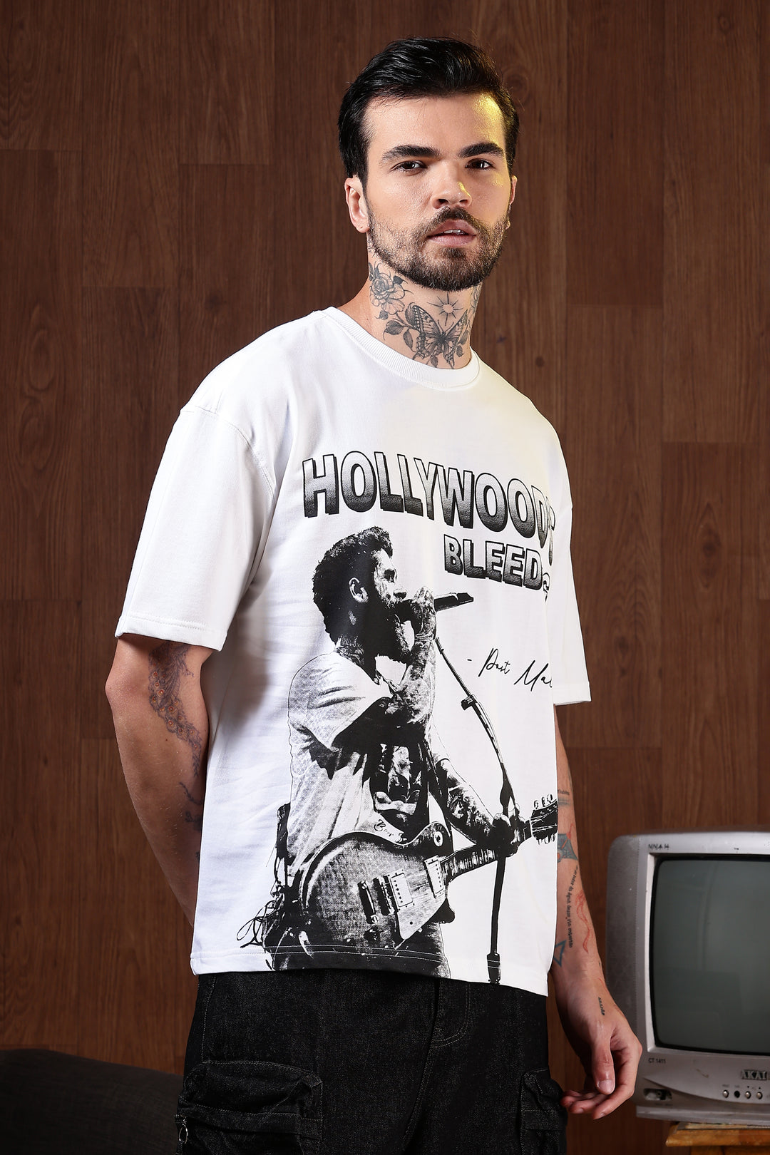 Hollywood's Bleeding: White Oversized T-shirt