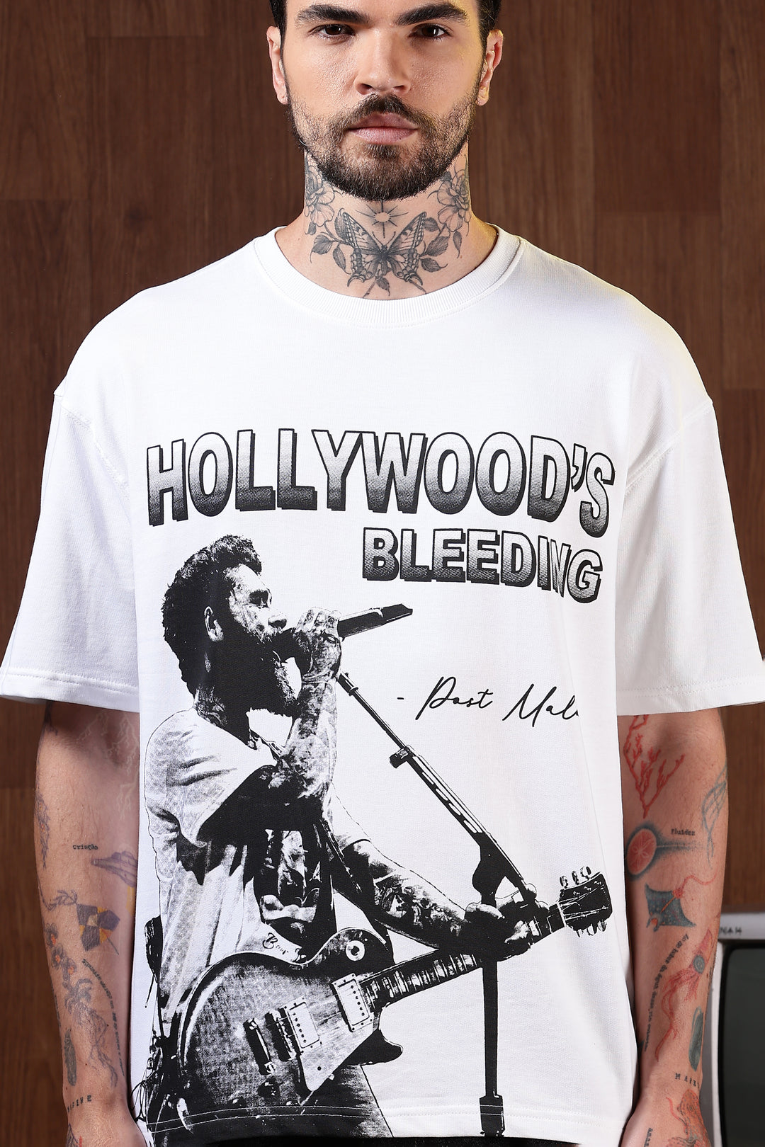 Hollywood's Bleeding: White Oversized T-shirt