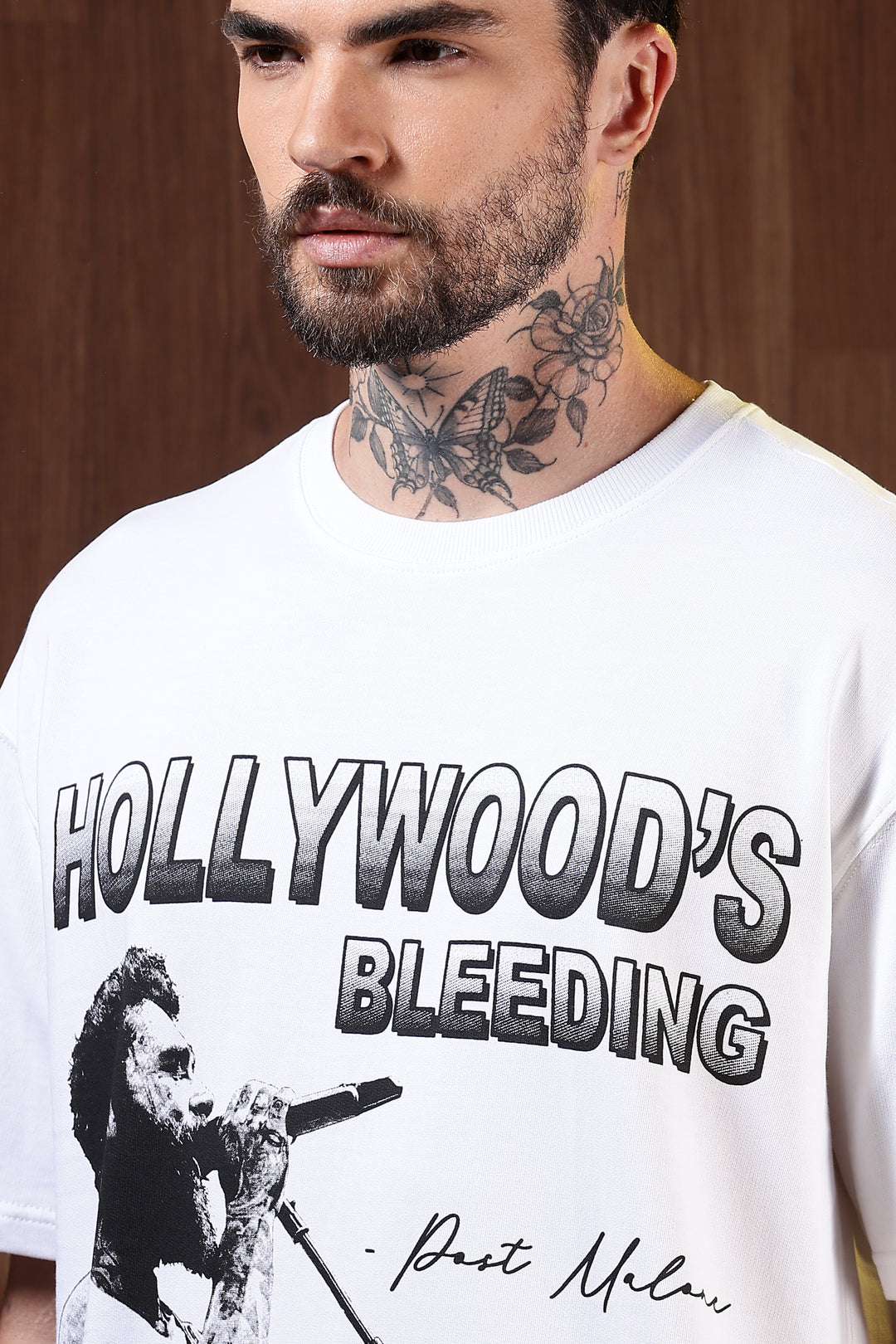 Hollywood's Bleeding: White Oversized T-shirt