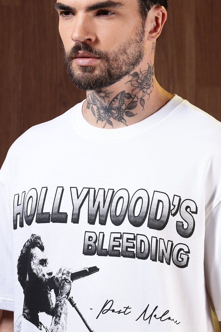 Hollywood's Bleeding: White Oversized T-shirt