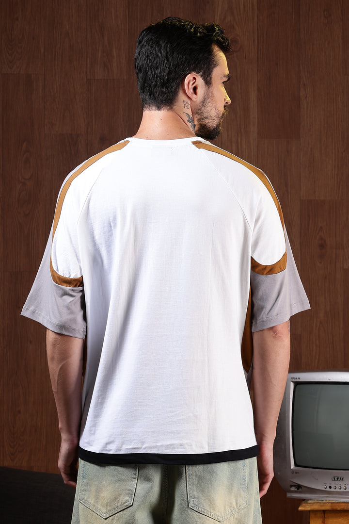 Cut & Sew White Oversized T-shirt