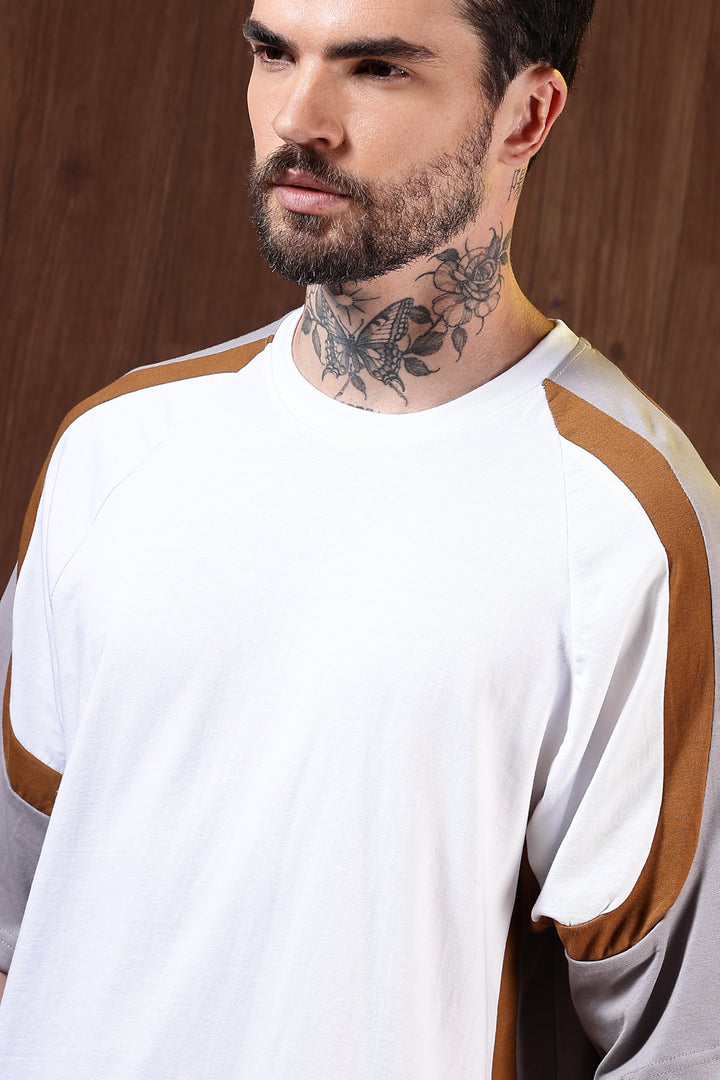 Cut & Sew White Oversized T-shirt