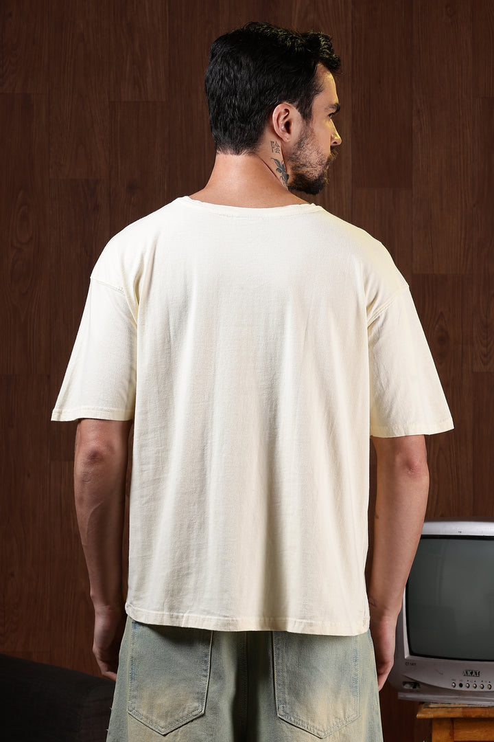 Blue Flames: cream Oversized T-shirt