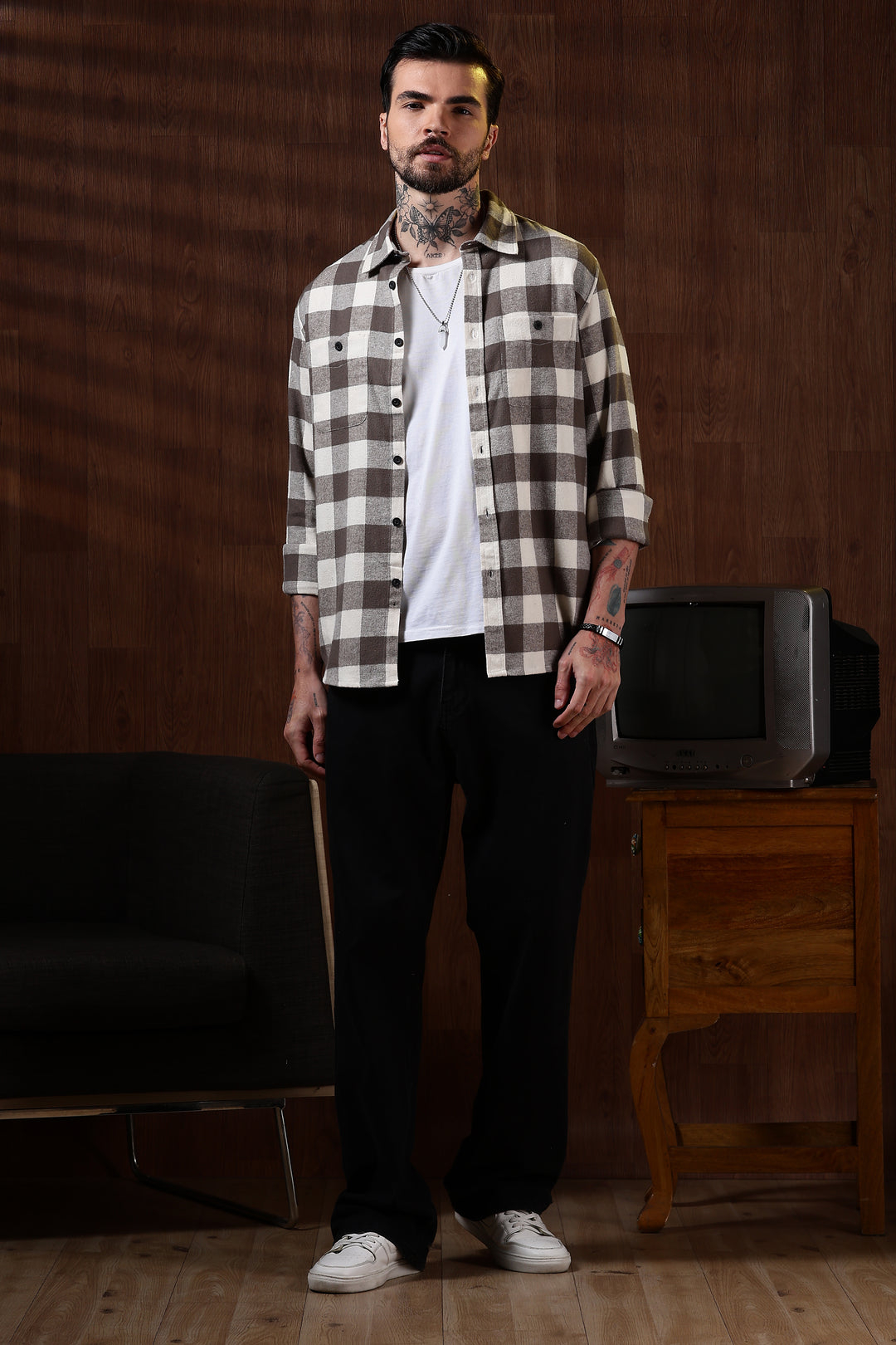 Flannel: Cream Checks Shirt