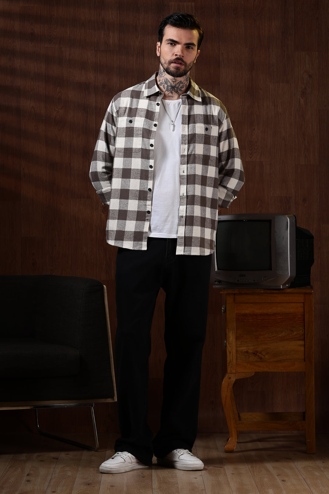 Flannel: Cream Checks Shirt