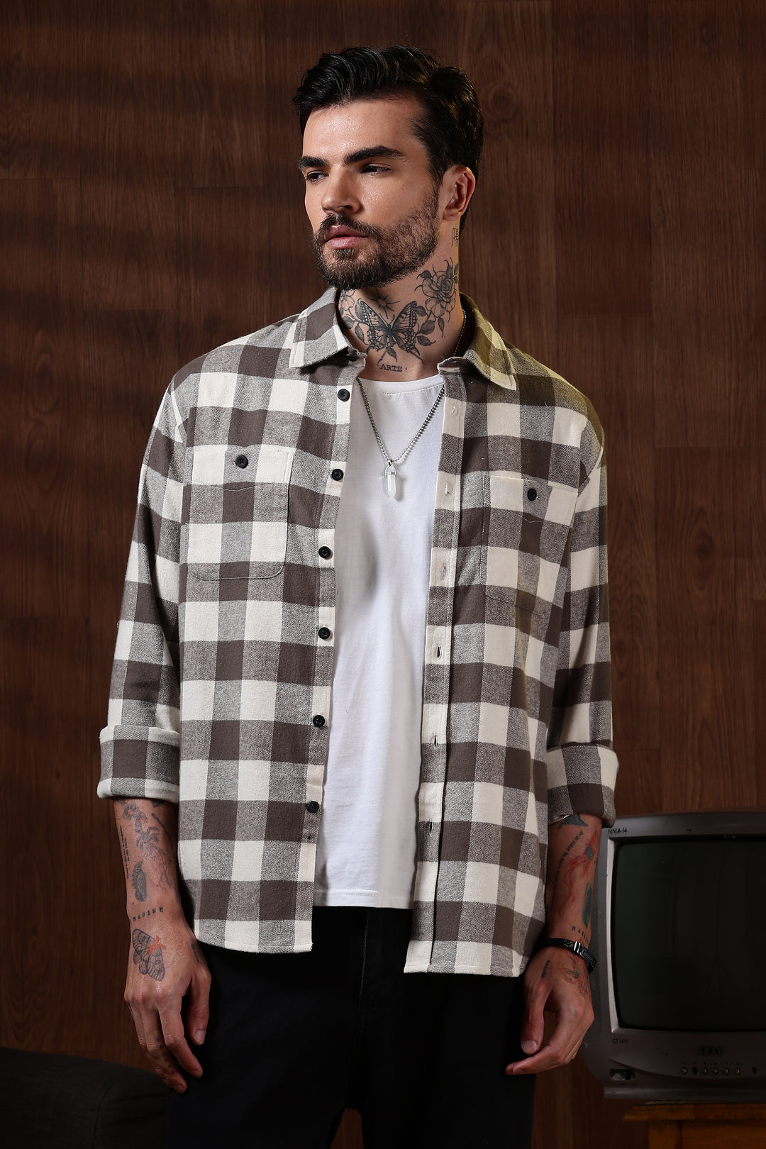 Flannel: Cream Checks Shirt