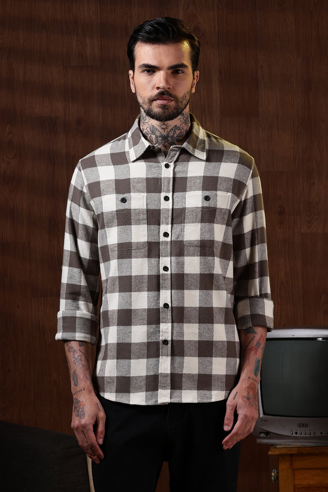 Flannel: Cream Checks Shirt