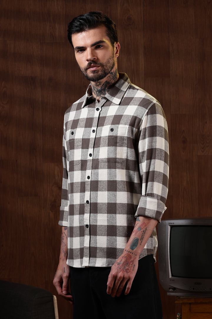 Flannel: Cream Checks Shirt