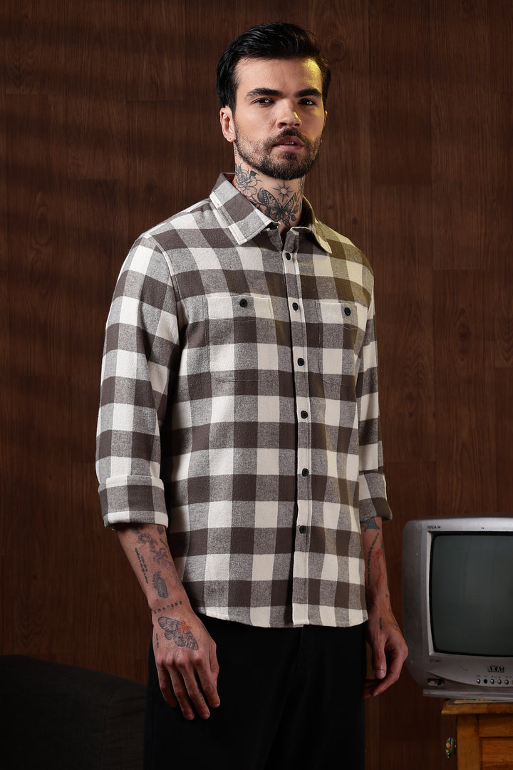 Flannel: Cream Checks Shirt