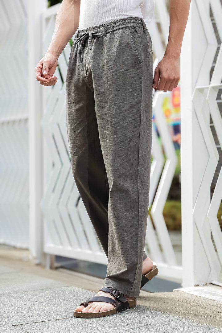 Linen : Grey Baggy Trousers