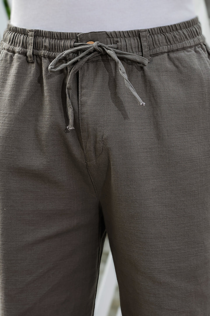 Linen : Grey Baggy Trousers