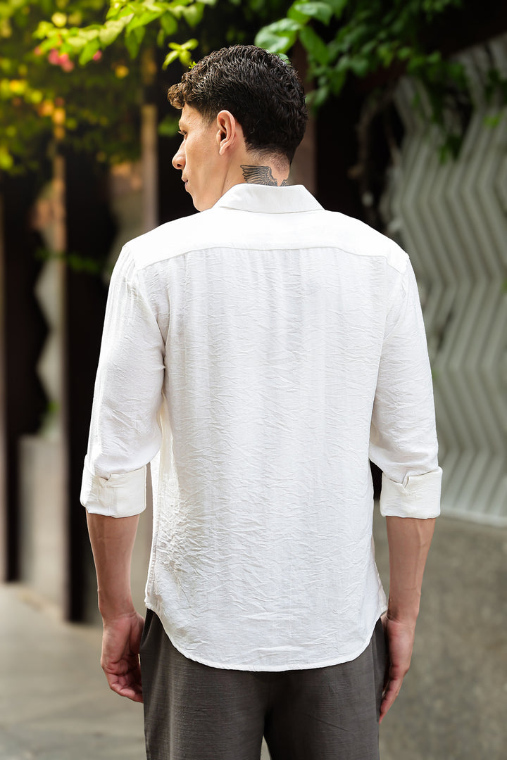 Leaf Abstract : Embroidery Textured Fabric Shirt