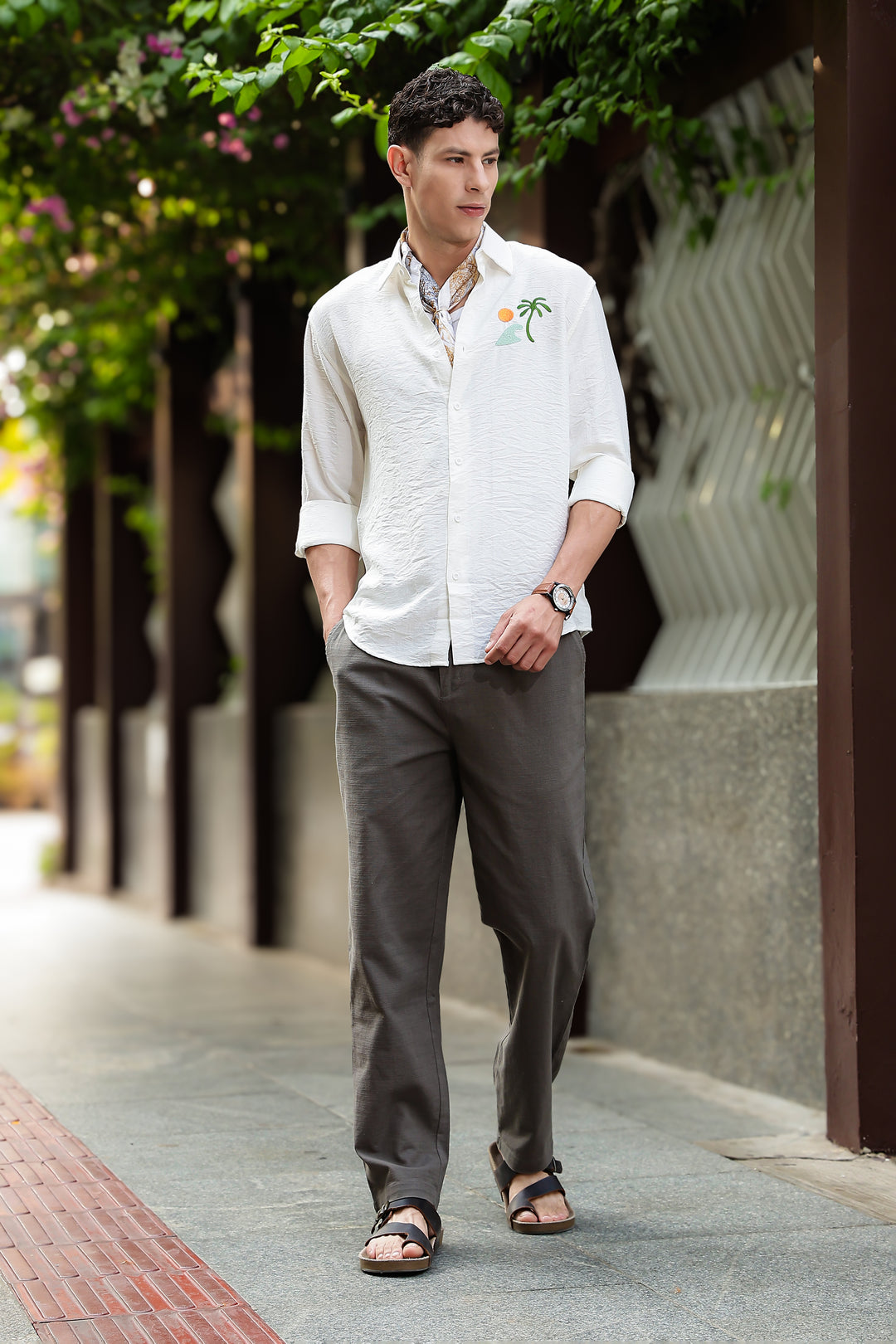 Sand Embroidery: Textured Fabric Shirt