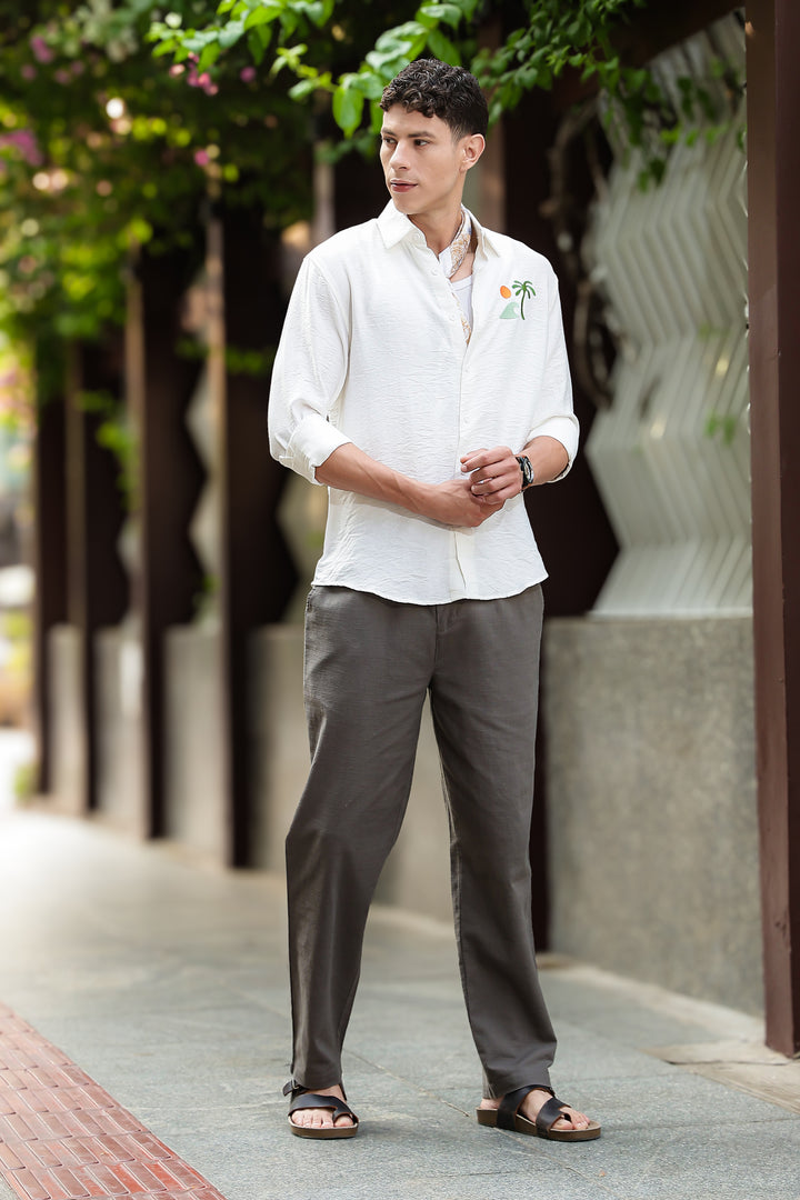 Sand Embroidery: Textured Fabric Shirt
