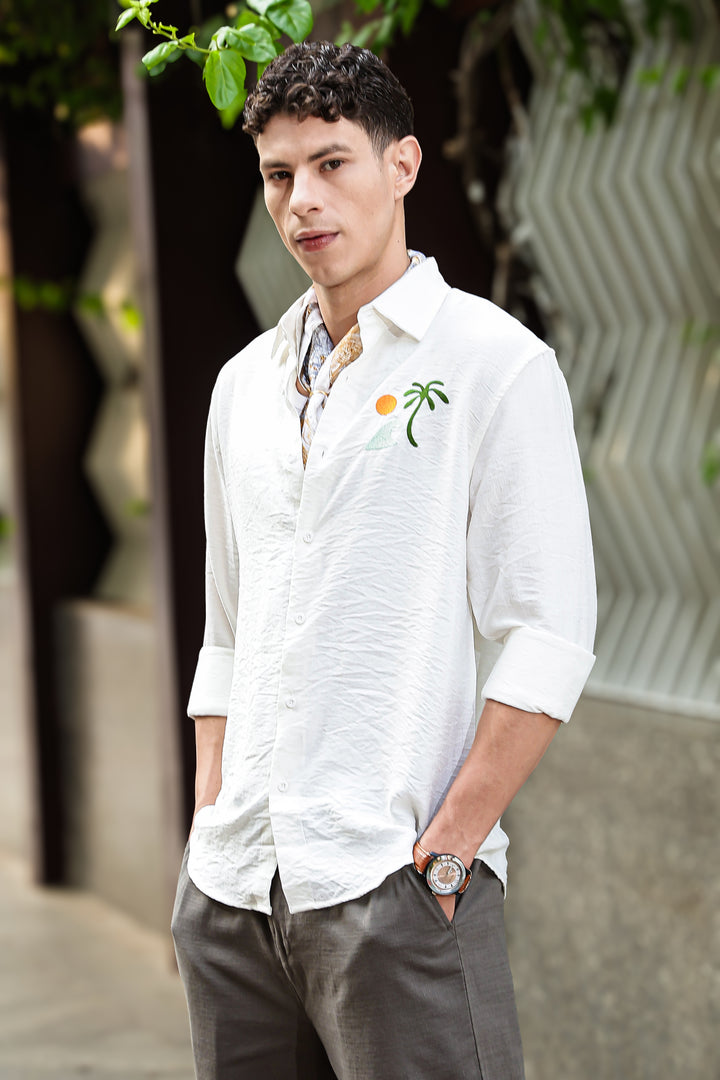 Sand Embroidery: Textured Fabric Shirt