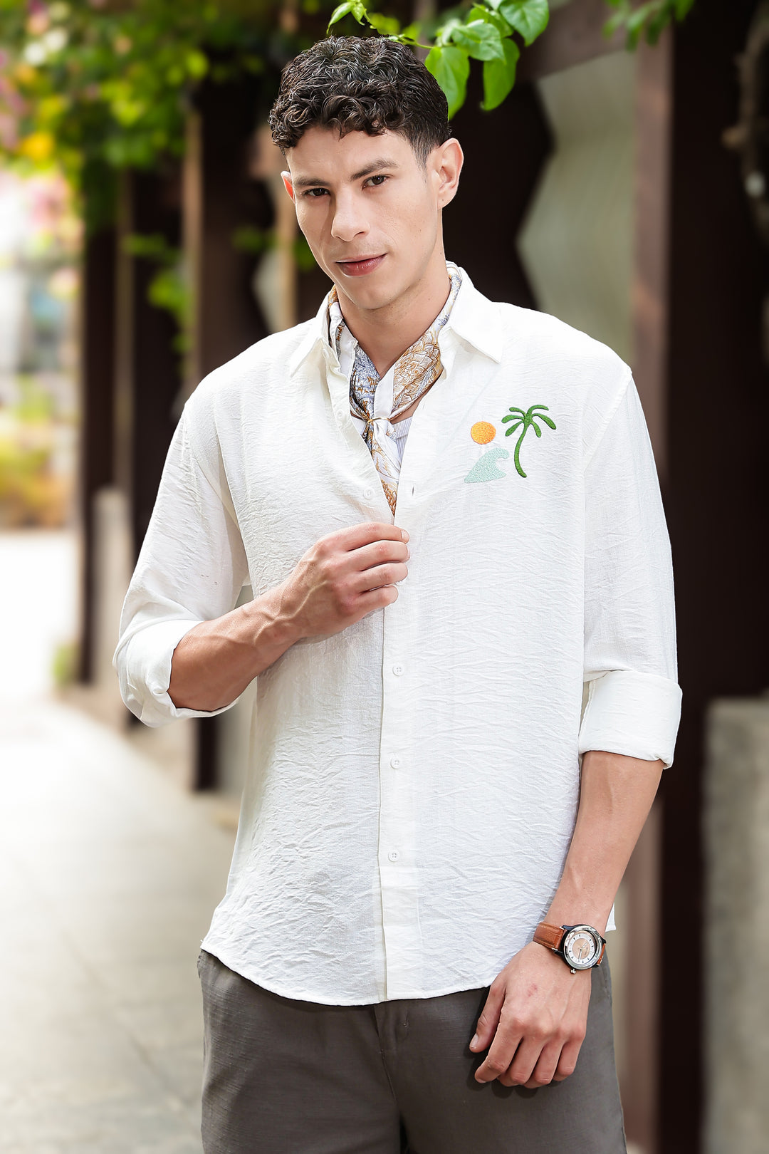 Sand Embroidery: Textured Fabric Shirt